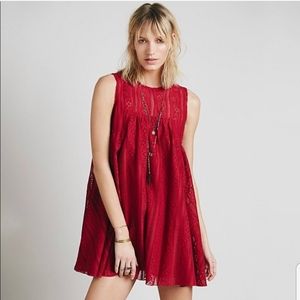 Free People Red Lace Mini Dress